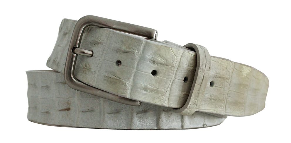 Handmade Belt Croco leather ALBINO 40mm wide