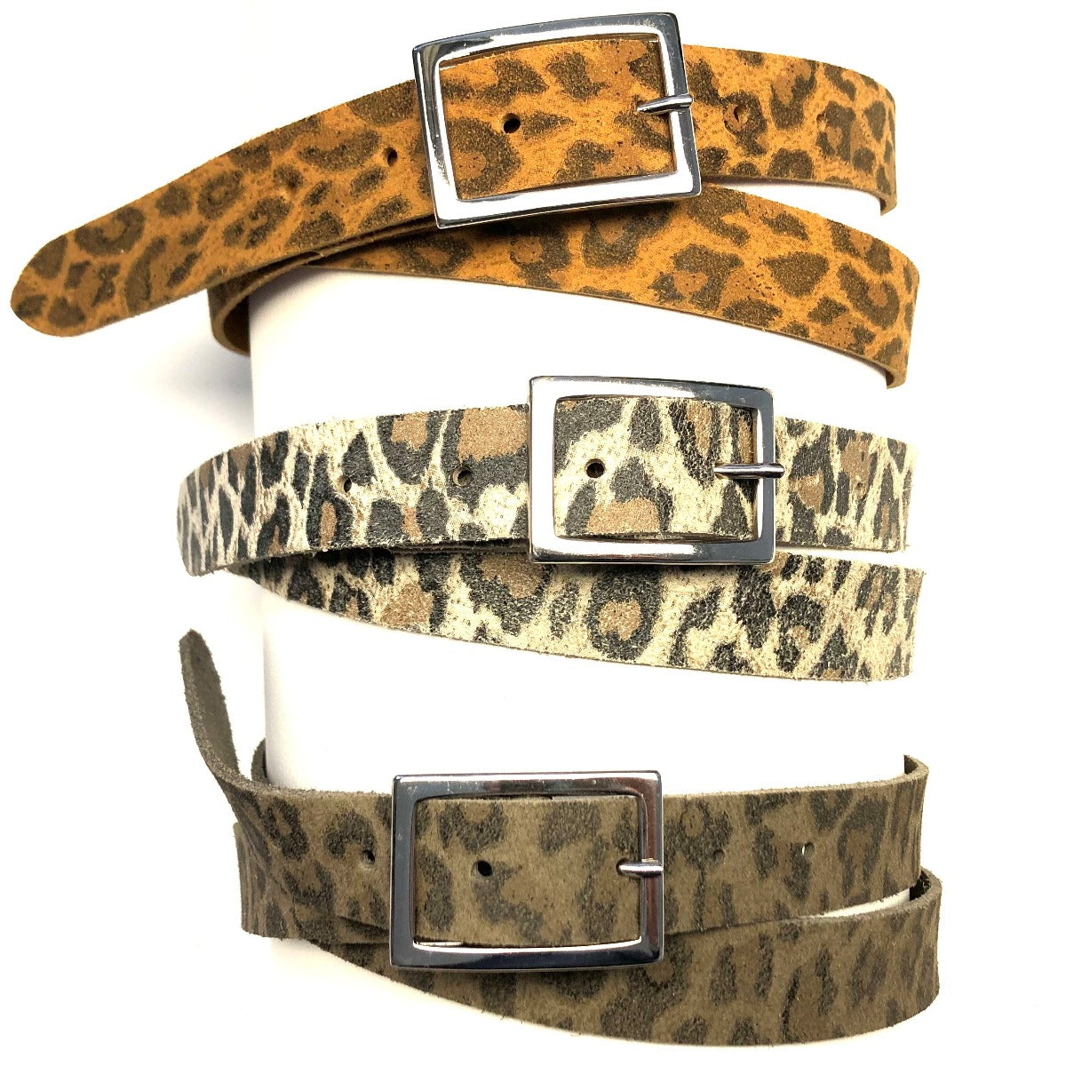 Handmade ladies Belt Leopard motif 25mm wide