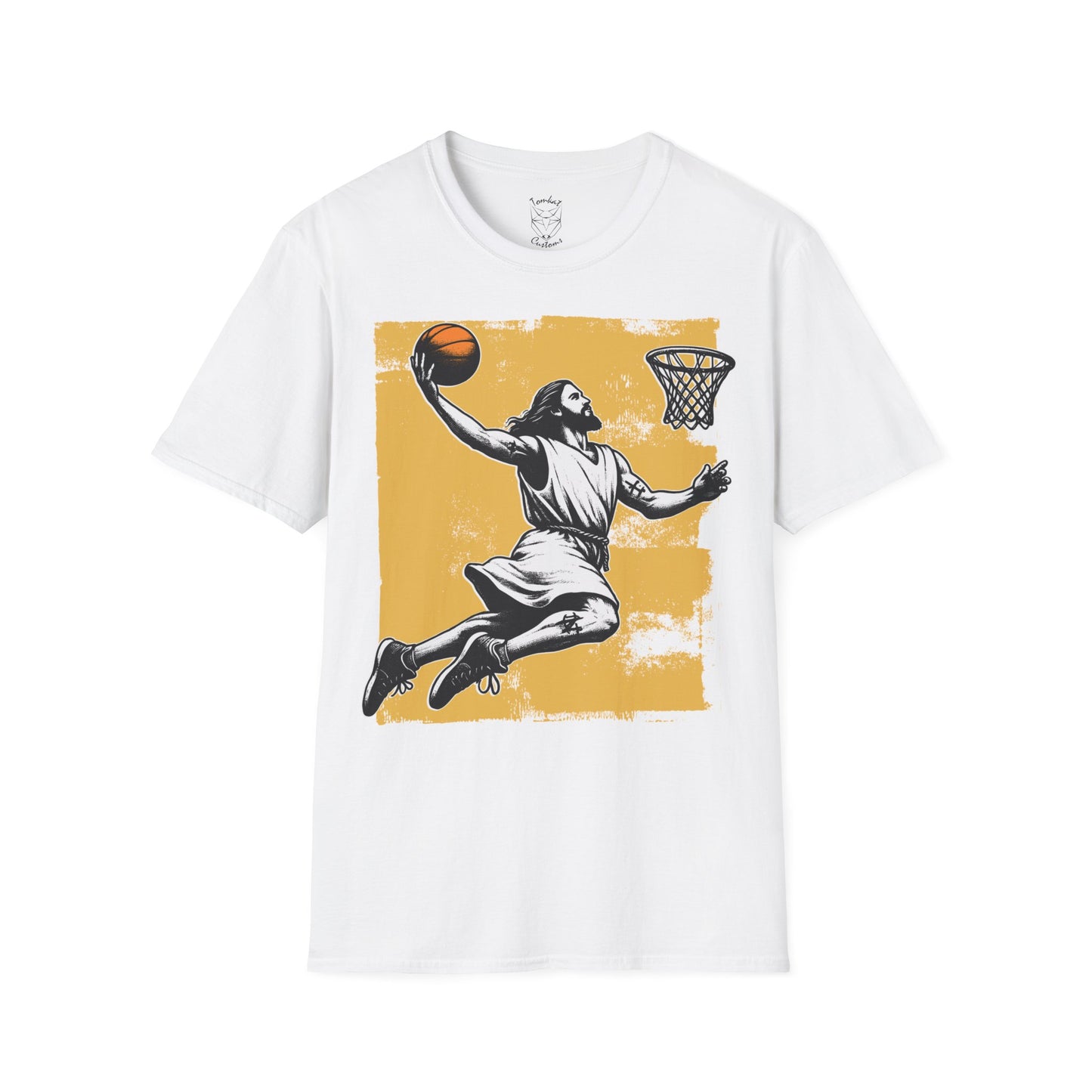 TomKat Customs Jesus dunk yellow custom basketball T-Shirt 2