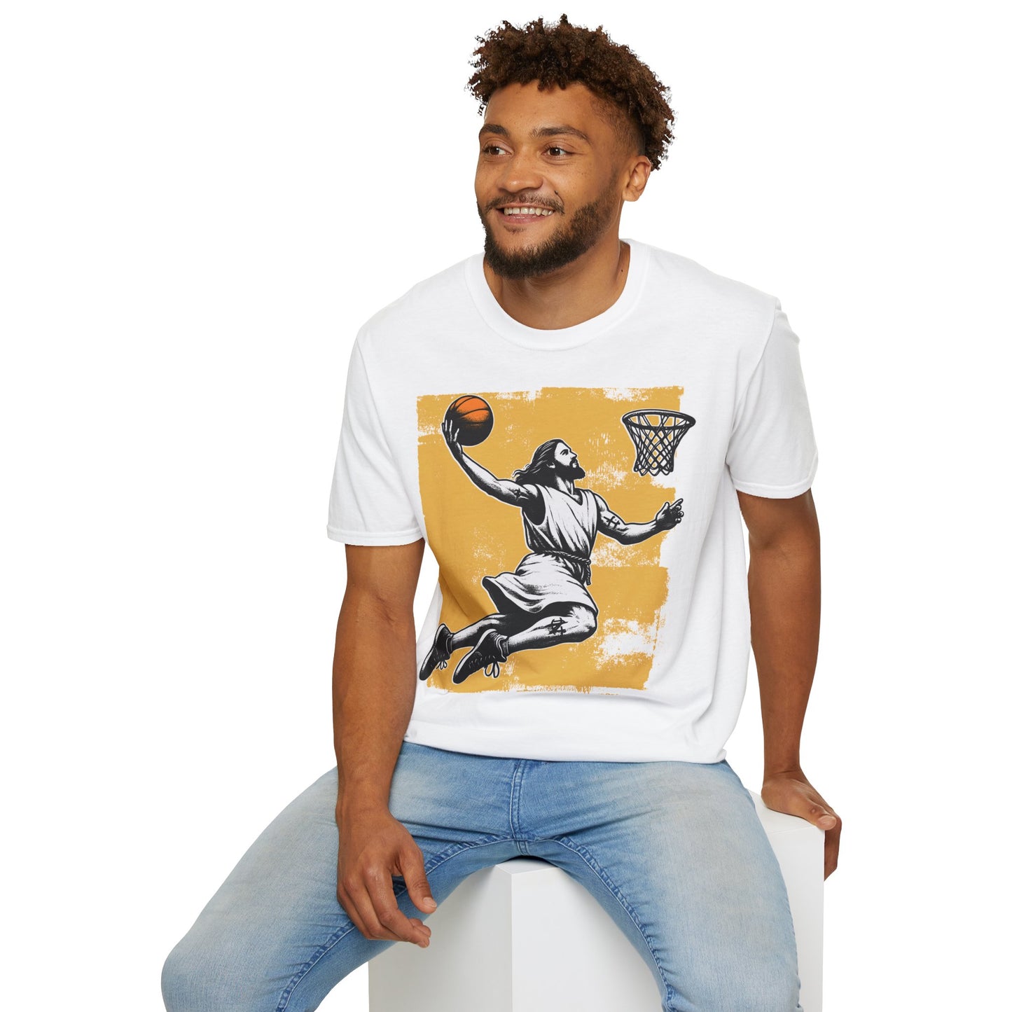 TomKat Customs Jesus dunk yellow custom basketball T-Shirt 2