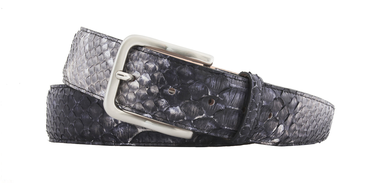 Handgemaakte Riem Python leder ZWART 40mm breed